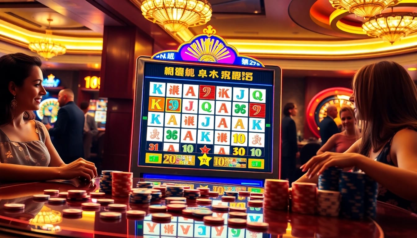 Players experiencing the excitement of slot mahjong ways at a vibrant casino