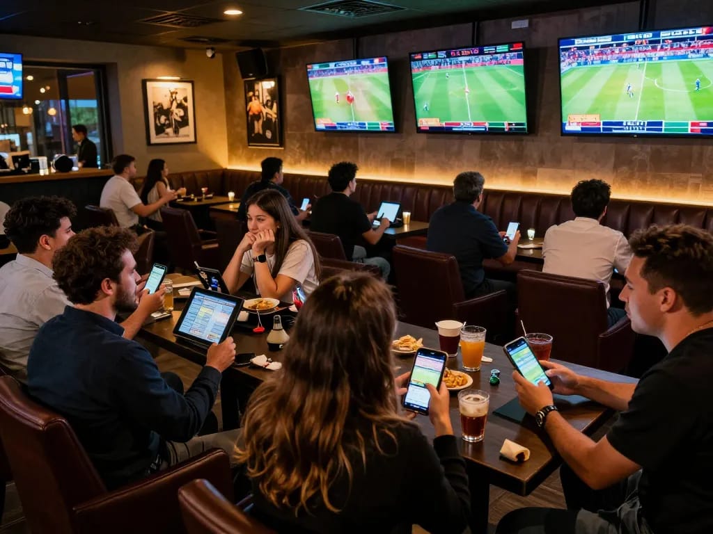 Experience the energy of sports betting at decoubertin with crowds engaged in live game action.