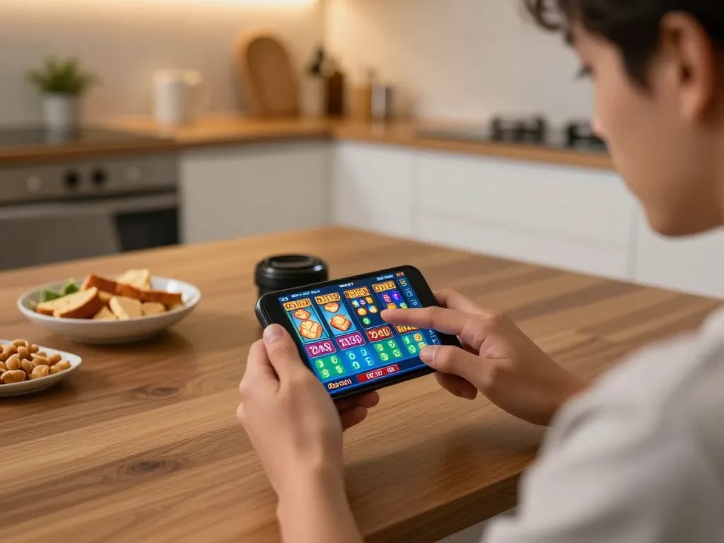 Berinteraksi dengan DASI4D link alternatif saat bermain slot mobile di meja dapur yang stylish