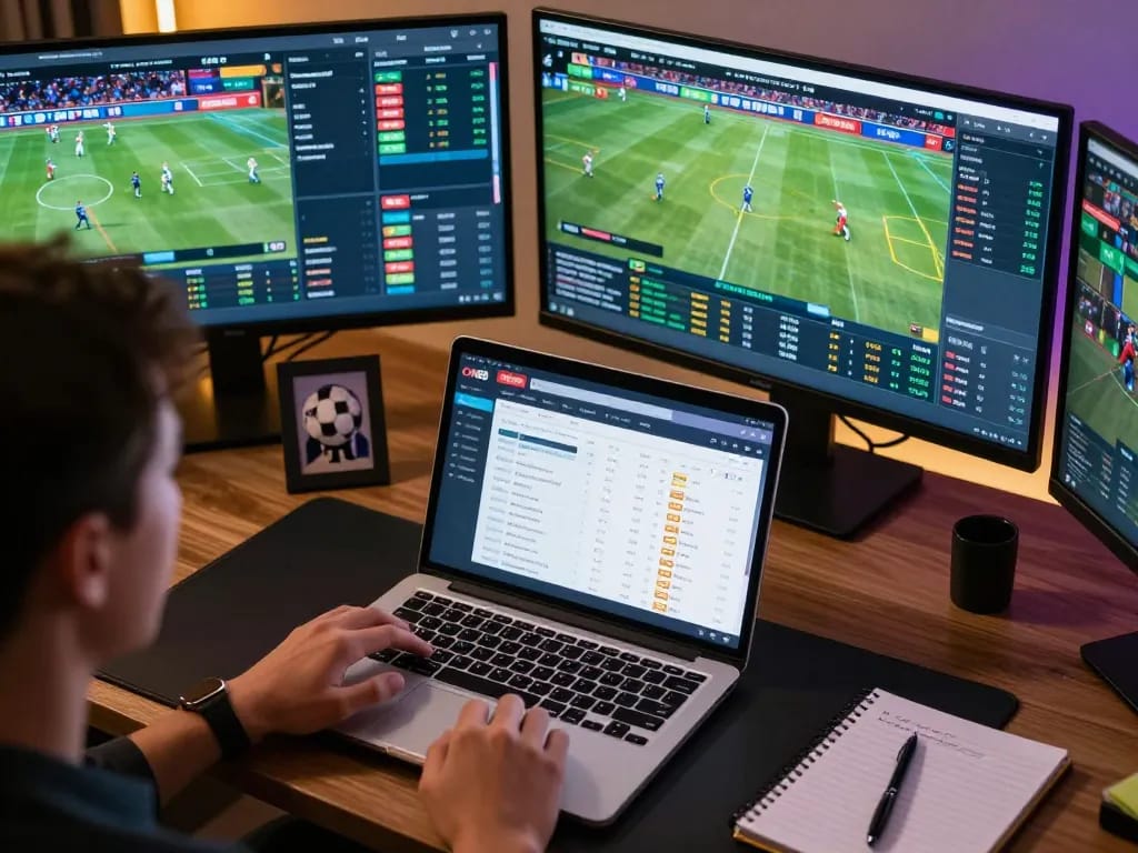 Person using CM88 for live sports betting, showcasing engagement with dynamic odds and strategies.