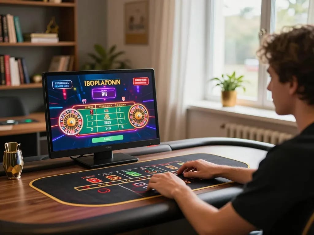 Player engaged in live dealer games on go 88 casino app, showcasing vibrant gameplay on screen.