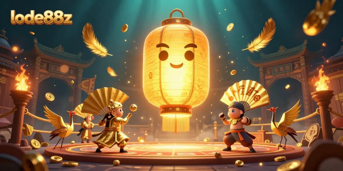 Engage with lode88z at the vibrant night market casino illuminated by a glowing lantern spirit.