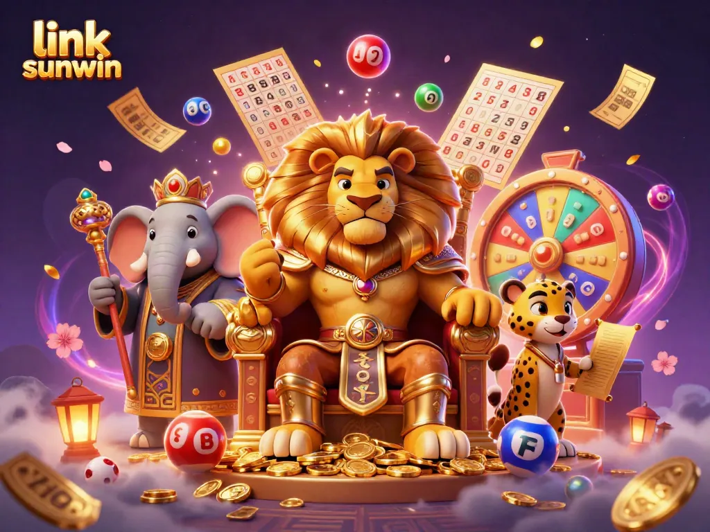 Engage with the vibrant world of link sunwin filled with animated lottery balls and dynamic casino elements.