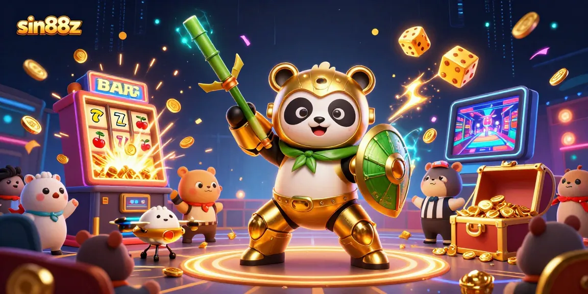 Experience sin88z's excitement with a vibrant 3D illustration showcasing epic casino-themed action.