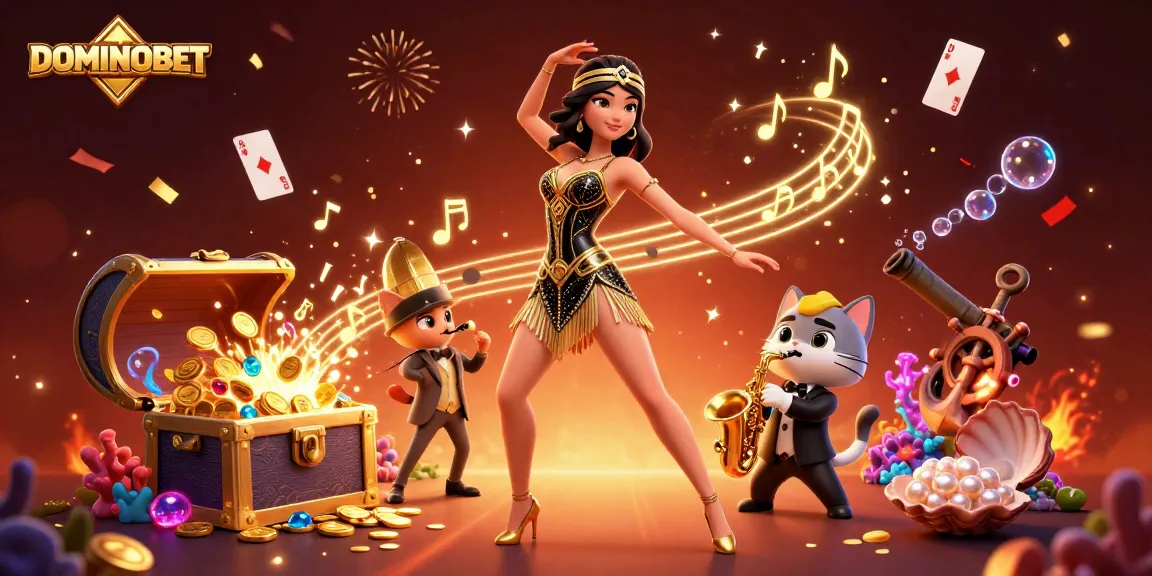 Experience the excitement of DOMINOBET with vibrant casino-themed digital art.