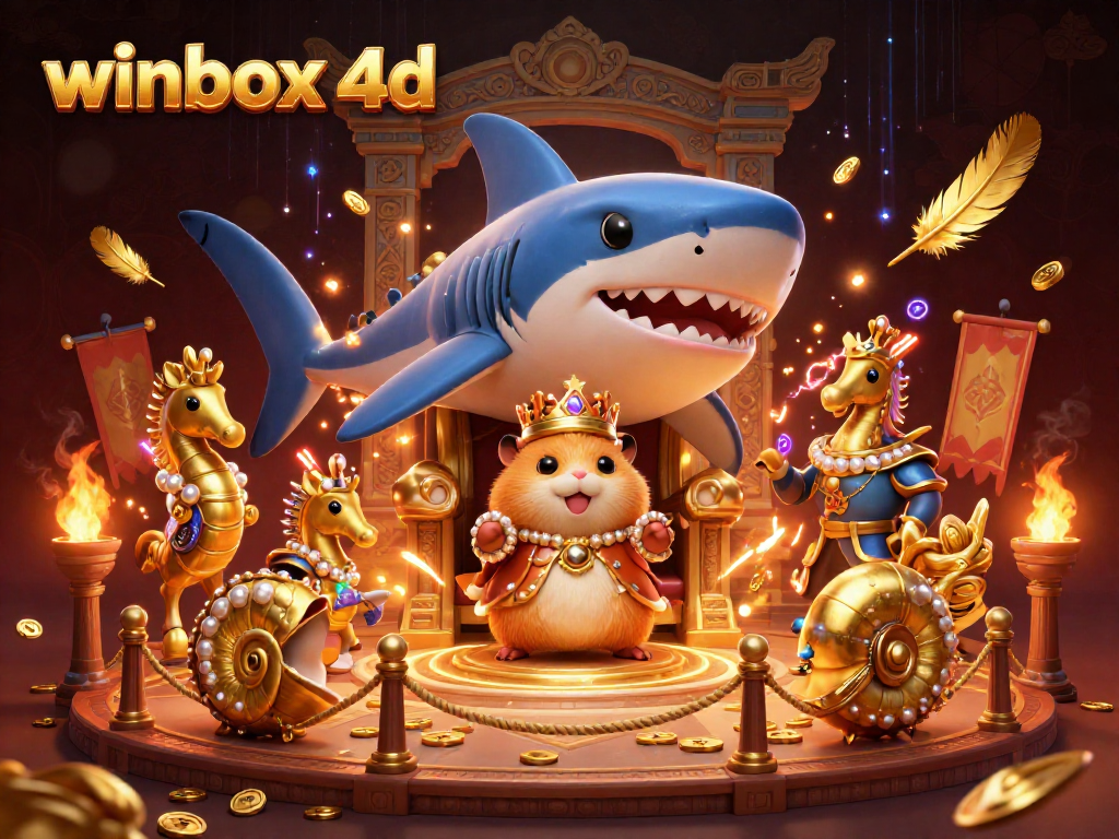 Experience winbox 4d's thrilling casino action with a golden hamster king and vibrant gaming elements.