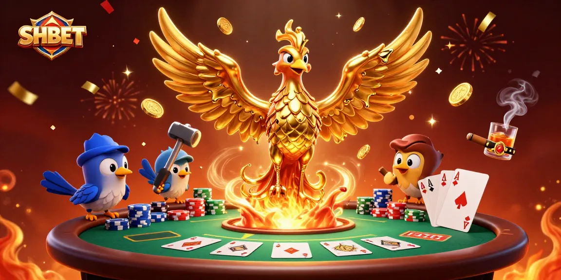 Experience thrilling moments at SHBET with a golden phoenix symbolizing wealth and excitement.