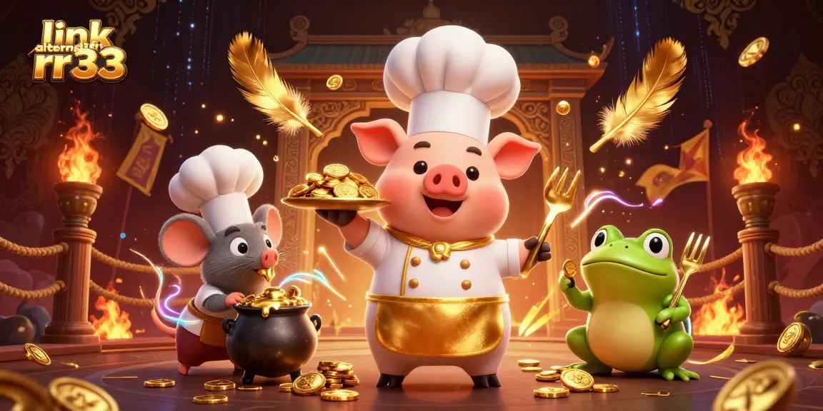 Experience the exciting link alternatif rr33 with cartoon characters in a dynamic casino scene.