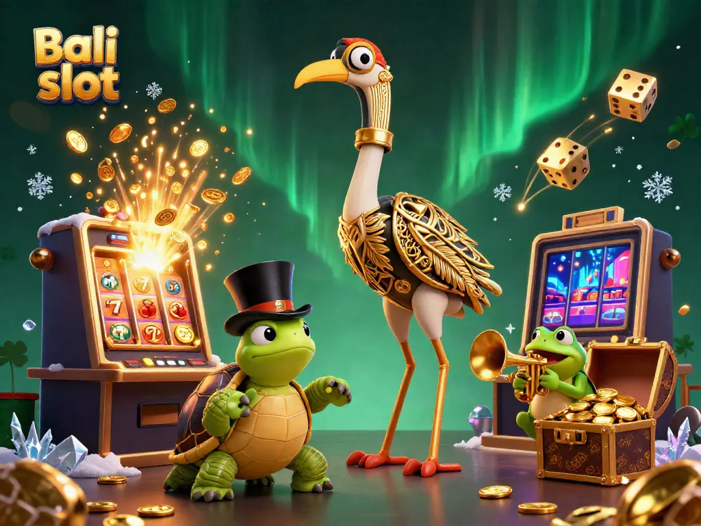 Engage with Bali slot's vibrant 3D casino scene featuring dynamic characters and a jackpot explosion