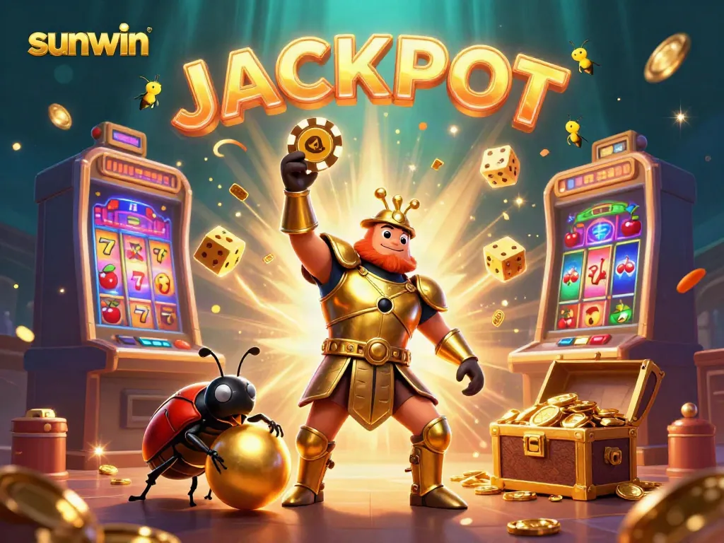 Experience sunwin's exciting jackpot with vibrant characters and thrilling gambling elements in a unique 3D scene.