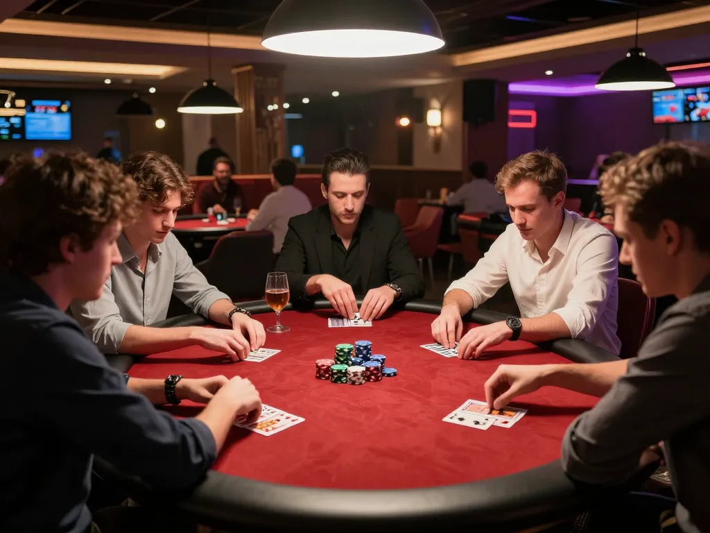 Rasakan kegembiraan permainan poker di DUAR88 dengan pemain yang terlibat dalam taruhan strategis dan suasana yang hidup