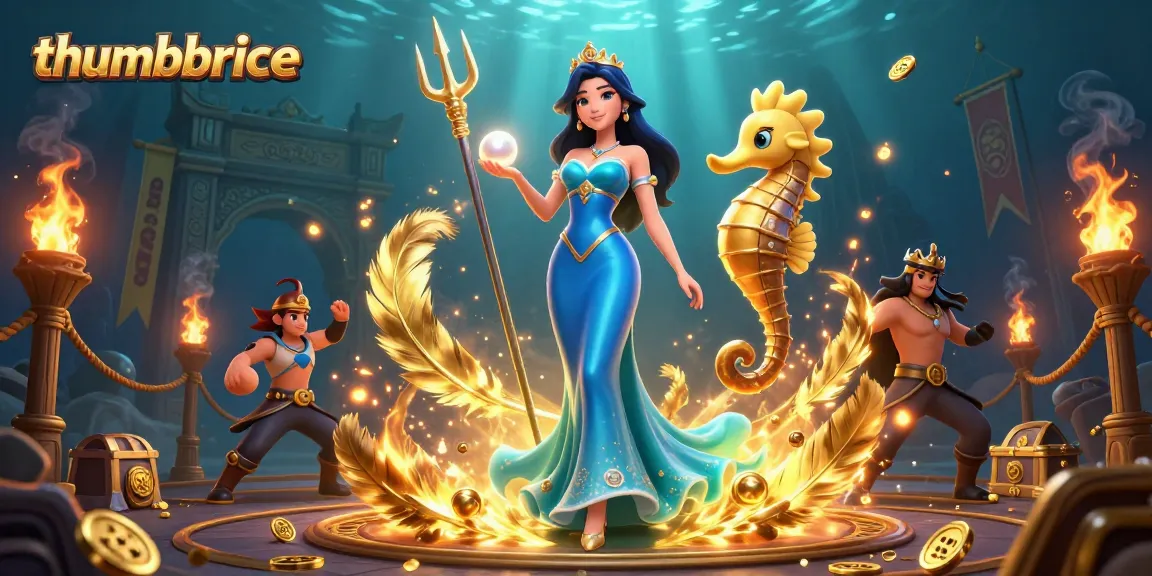 Experience thumbbrace gameplay with a stunning underwater scene filled with treasures and dynamic elements.