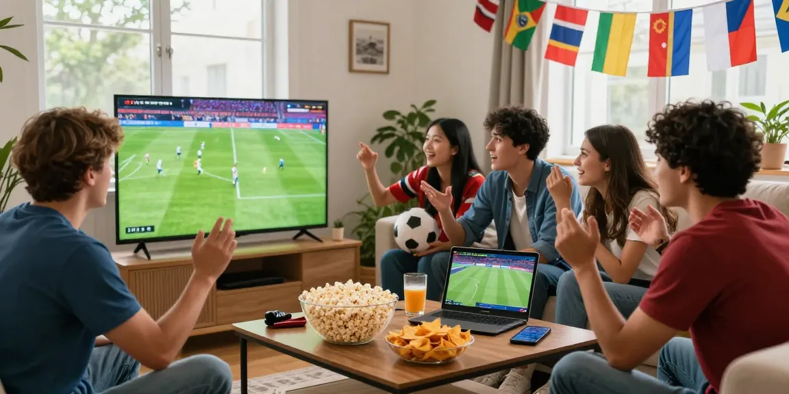 Experience intense moments with friends as they شاهدة مباريات كأس العالم بث مباشر during a thrilling live football match.