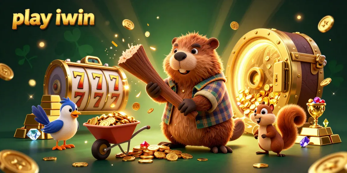 Play iwin with engaging cartoon characters in a vibrant casino-themed scene