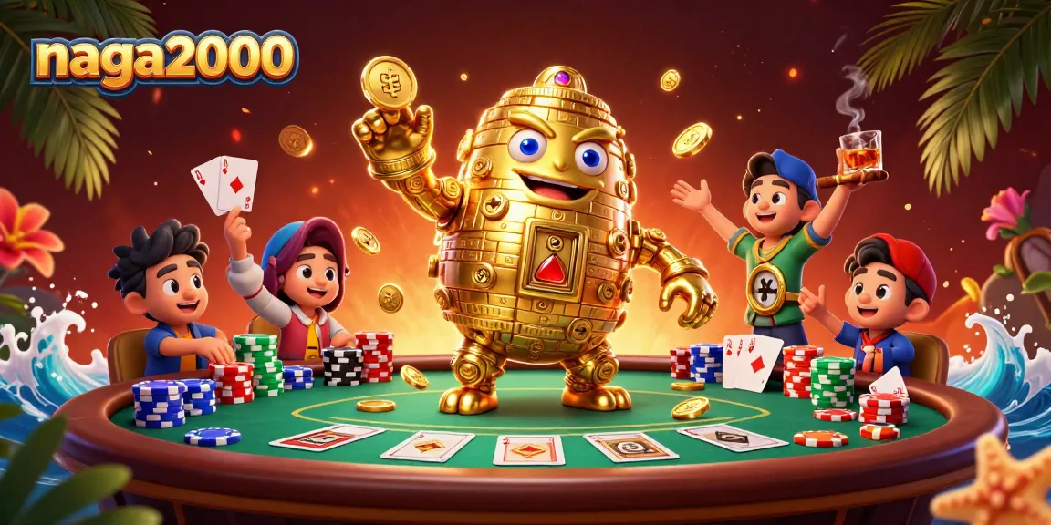 Mengakses slot gacor di naga2000 dengan golem emas dan simbol slot, penuh detail menarik.