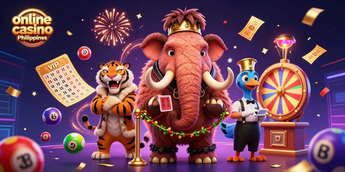 Experience the excitement at an online casino Philippines with a woolly mammoth bouncer and vibrant lottery elements.