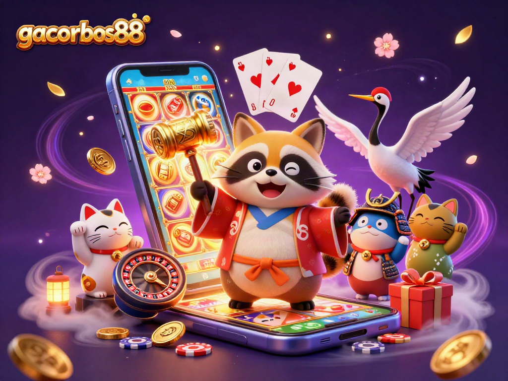 Engage with gacorbos88 through vibrant casino fun with cartoon characters and lively game elements.