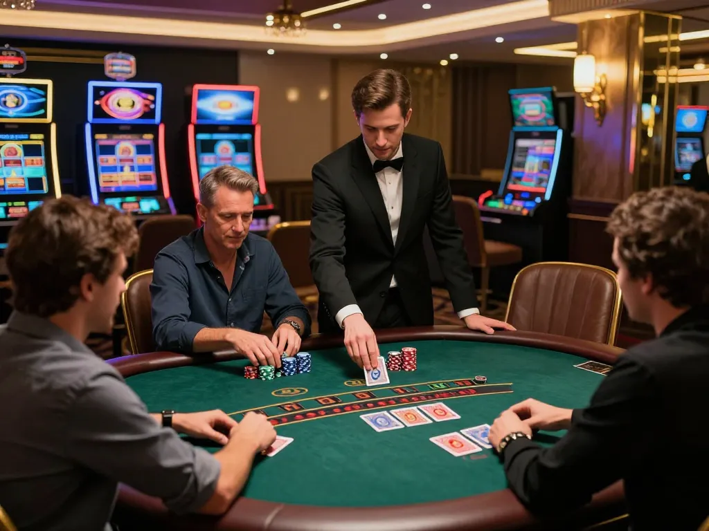 Players at trang chủ 5679 enjoying an exciting blackjack game with strategic betting.