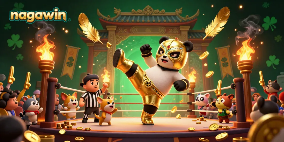 Engage in thrilling gameplay at nagawin featuring a dynamic wrestling scene in a vibrant casino atmosphere.