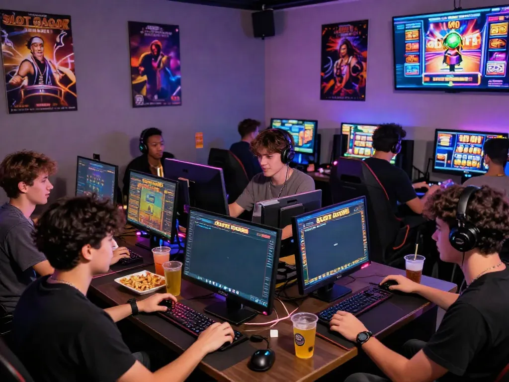 Group enjoying SLOT GACOR online gaming session with vibrant atmosphere.