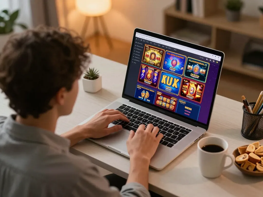 Play slots on tonysitaliancuisine with an engaging online gaming interface in a modern setting