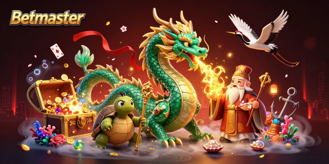 Betmaster offers a vibrant 3D casino adventure featuring a jade dragon and lucky symbols.