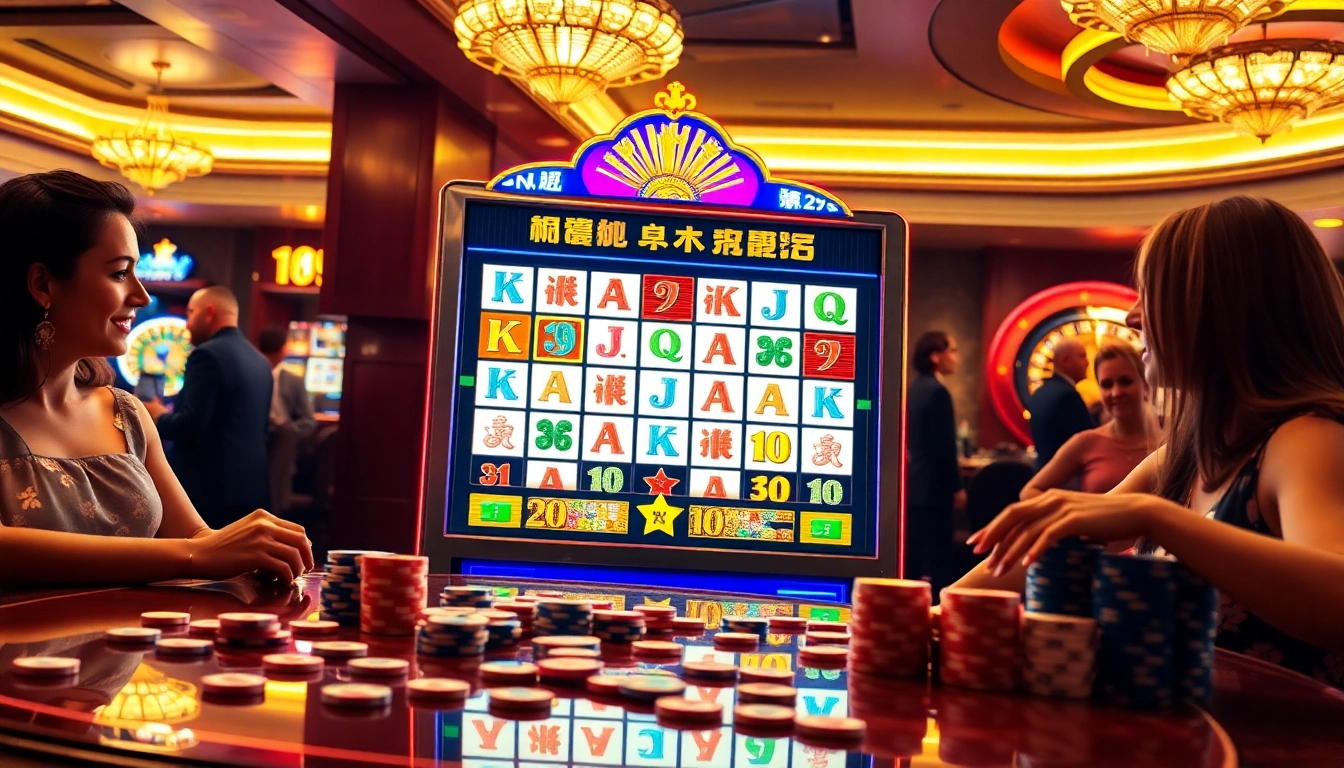 Players experiencing the excitement of slot mahjong ways at a vibrant casino