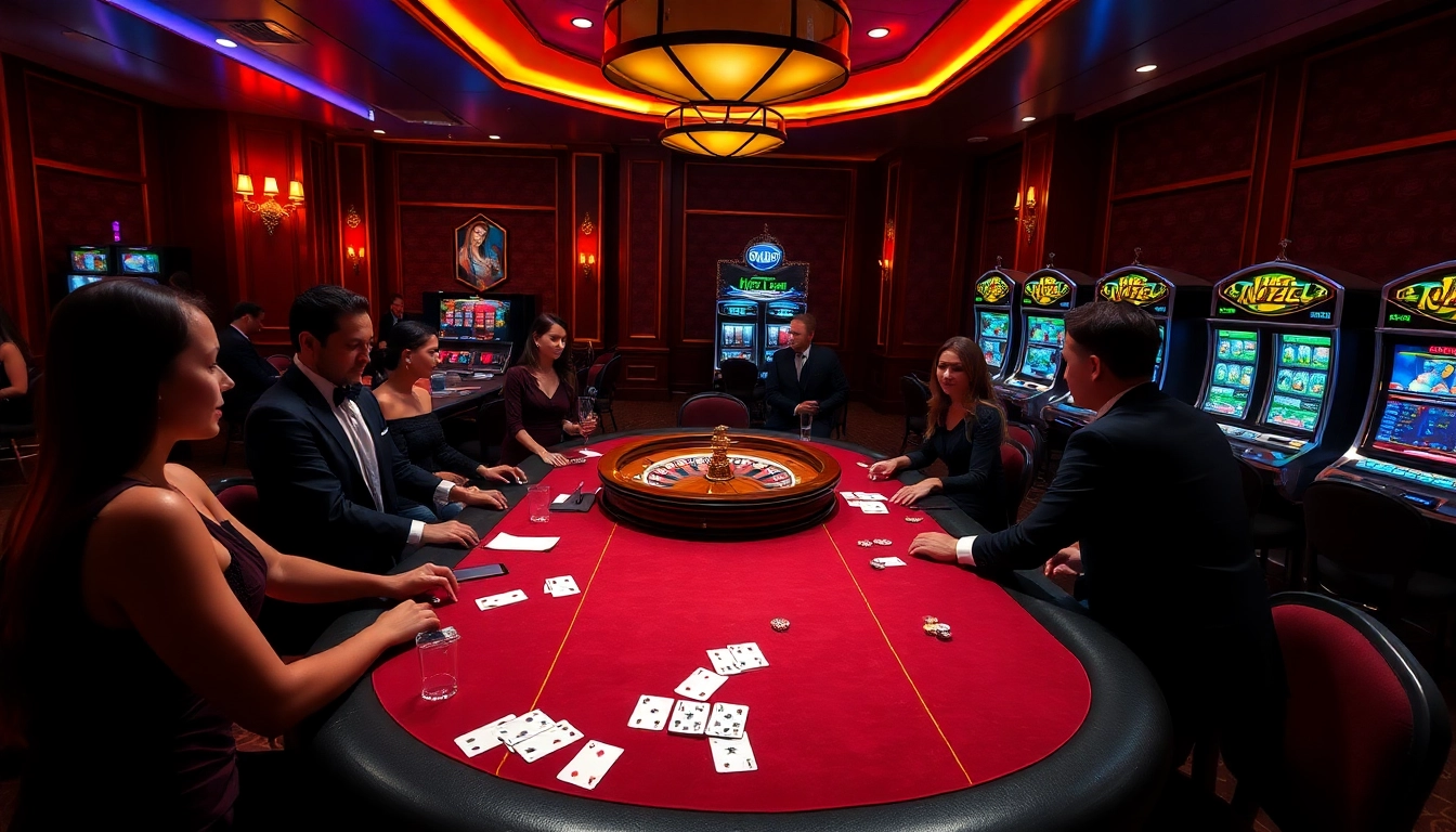 Hitclub gaming experience featuring an exciting poker table and roulette wheel.