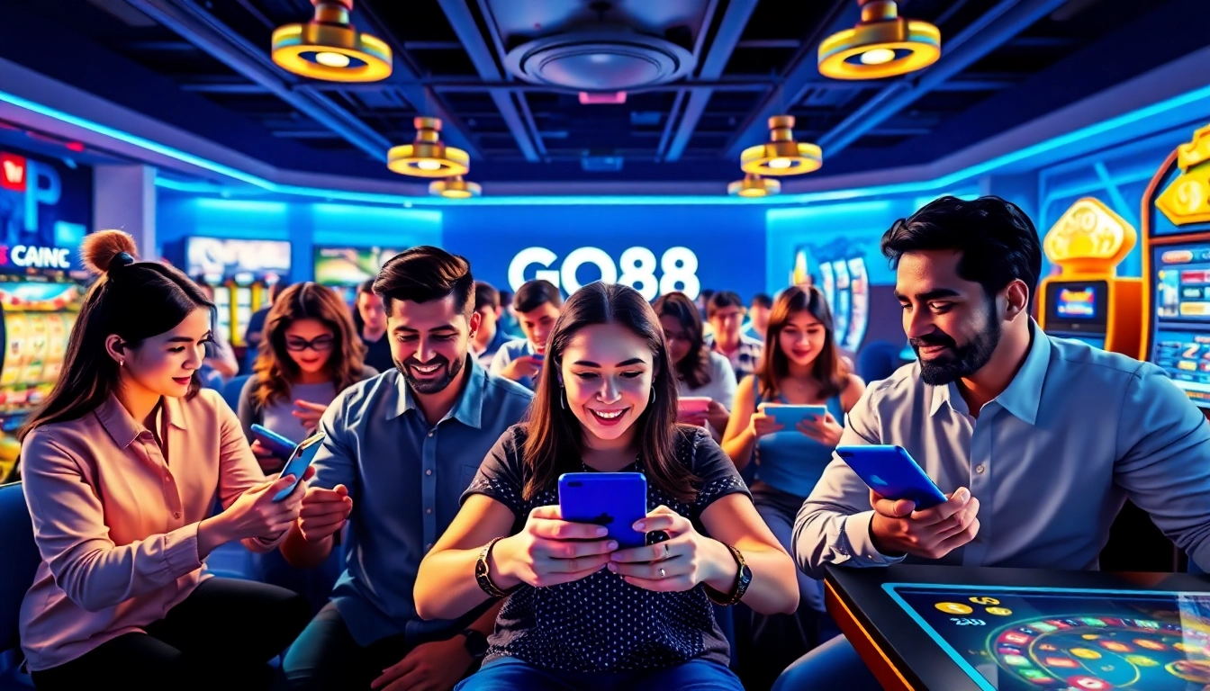 Experience the excitement of online gaming with GO88, showcasing diverse players engaging with thrilling games.
