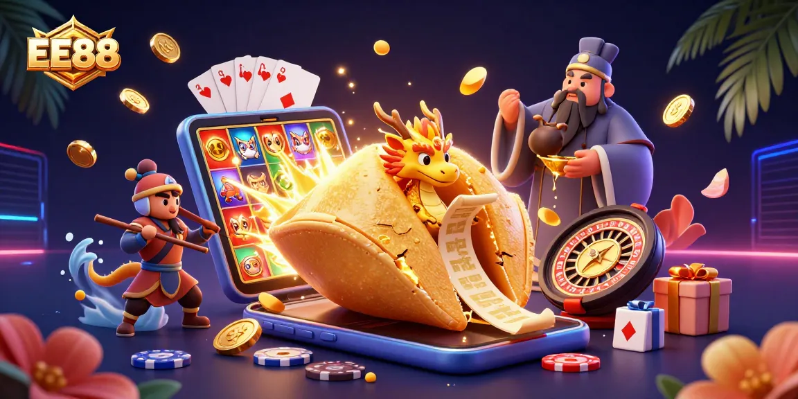 Engage in thrilling gaming experiences at EE88 with golden coins and animated characters.